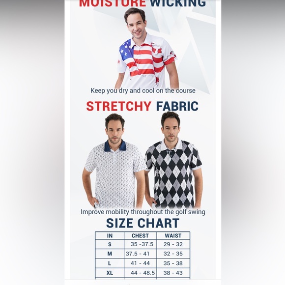 NEW Golf Polo Shirt Men’s Pagymo size L NWT - Picture 4 of 6